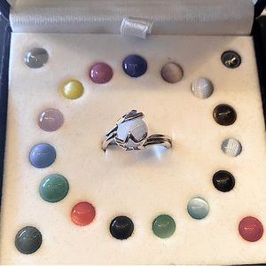 Vintage Moon and stars 925 Ring Set w Interchangeable Stones Gems New in box